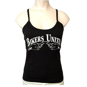 ANVIL sz Small Bikers United Tank Top Cotton Black White